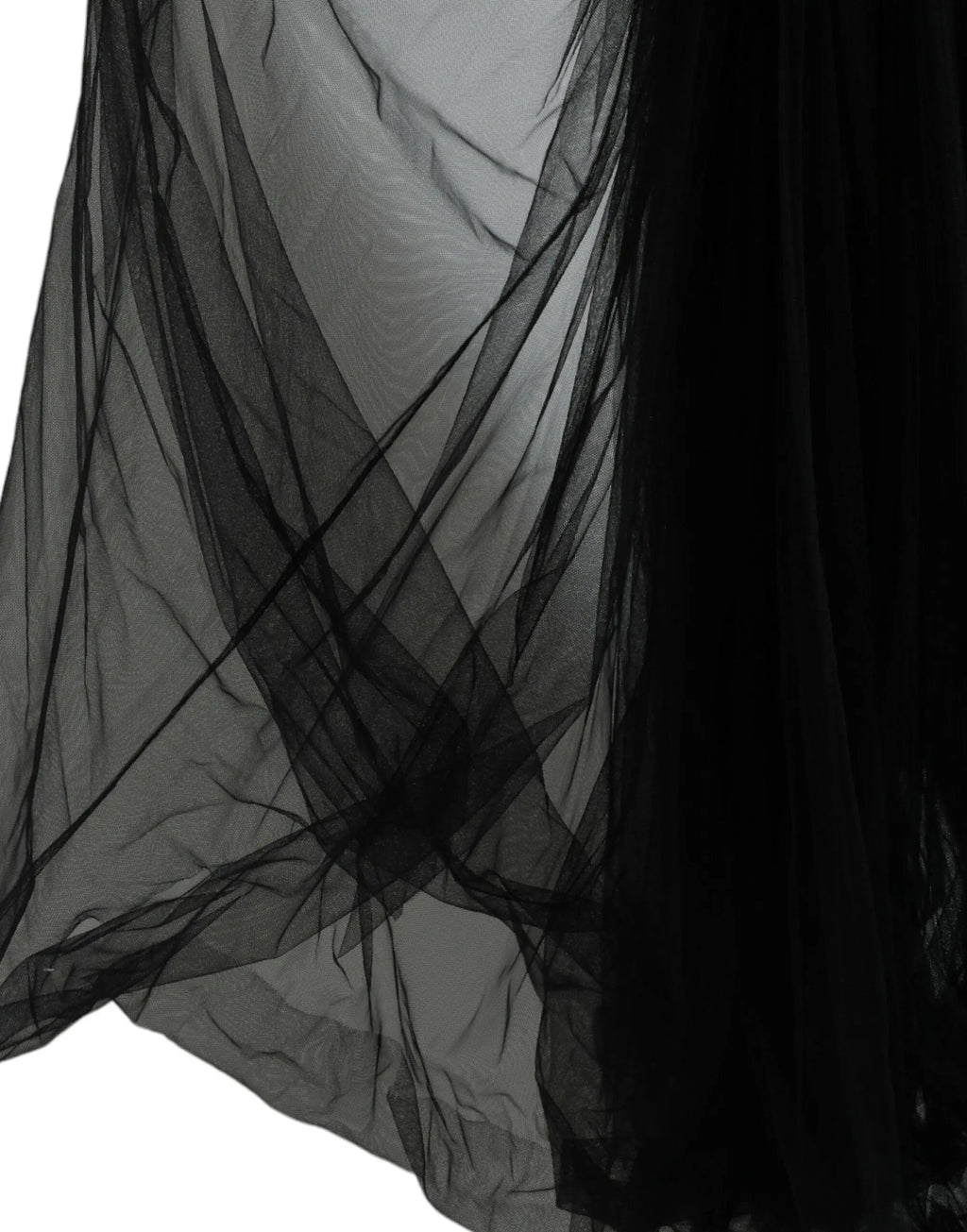 Dolce & gabbana robe noire en tulle transparent avec couches délicates et sequins sans manches