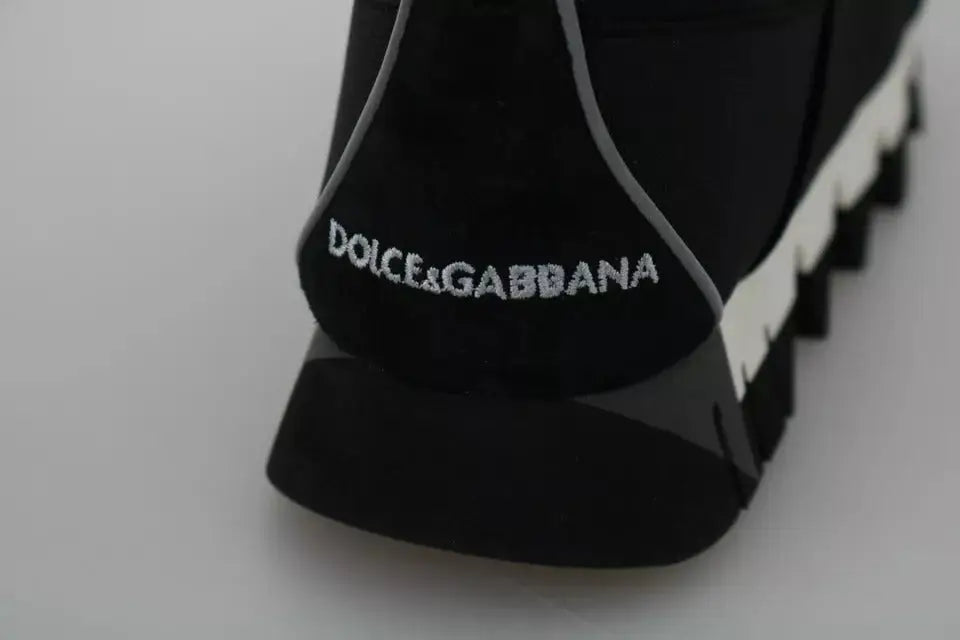 Baskets dolce and gabbana black shark en néoprène stretch noires avec couture blanche et semelle épaisse audacieuse