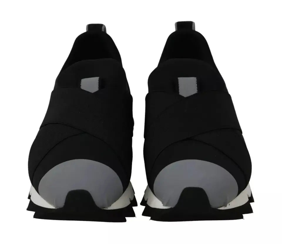 Dolce & gabbana black shark sneakers en néoprène stretch avec design minimaliste noir et accents gris et blanc
