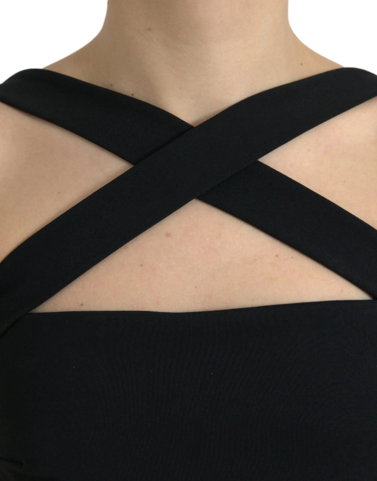 Dolce & gabbana robe midi noire en crêpe avec dos nu et lanières croisées façon top ajusté