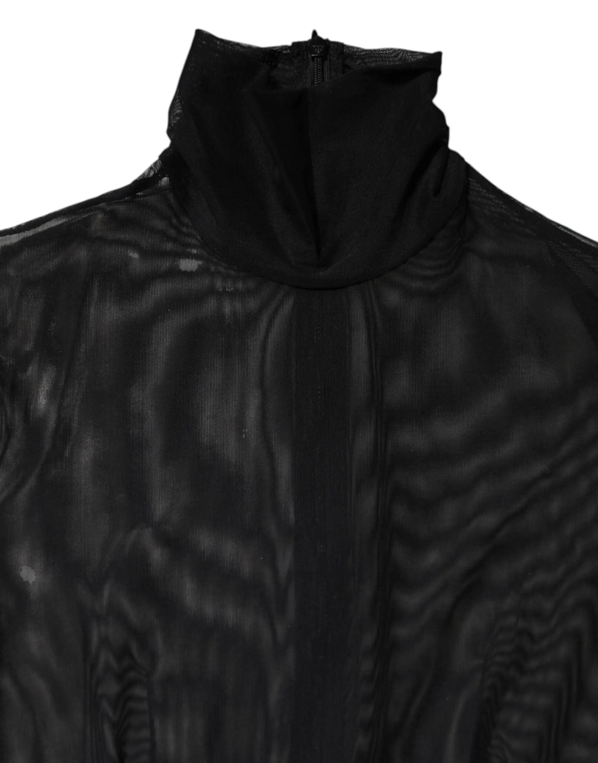 Dolce & gabbana combinaison body robe noire en maille transparente avec col montant et côte vertical subtile