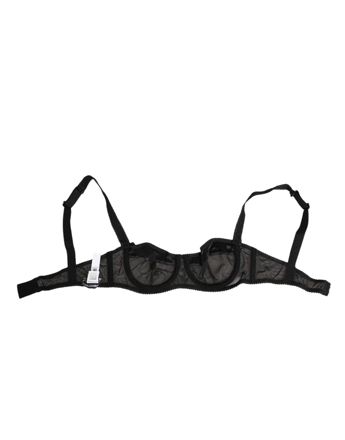 Dolce & gabbana soutien-gorge noir en maille transparente avec armatures et bretelles ajustables au design élégant