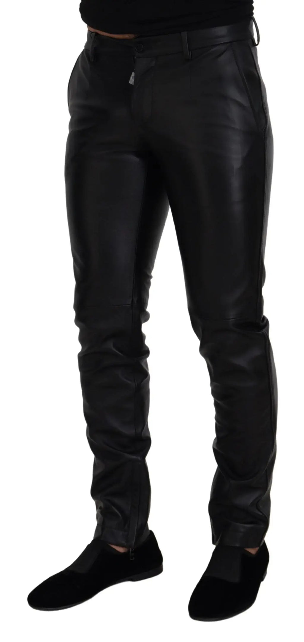 Pantalon skinny noir brillant en cuir stretch dolce gabbana avec coupe slim élégante