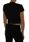 Dolce & Gabbana blazer crop noir manches courtes col montant détails subtils aux épaules