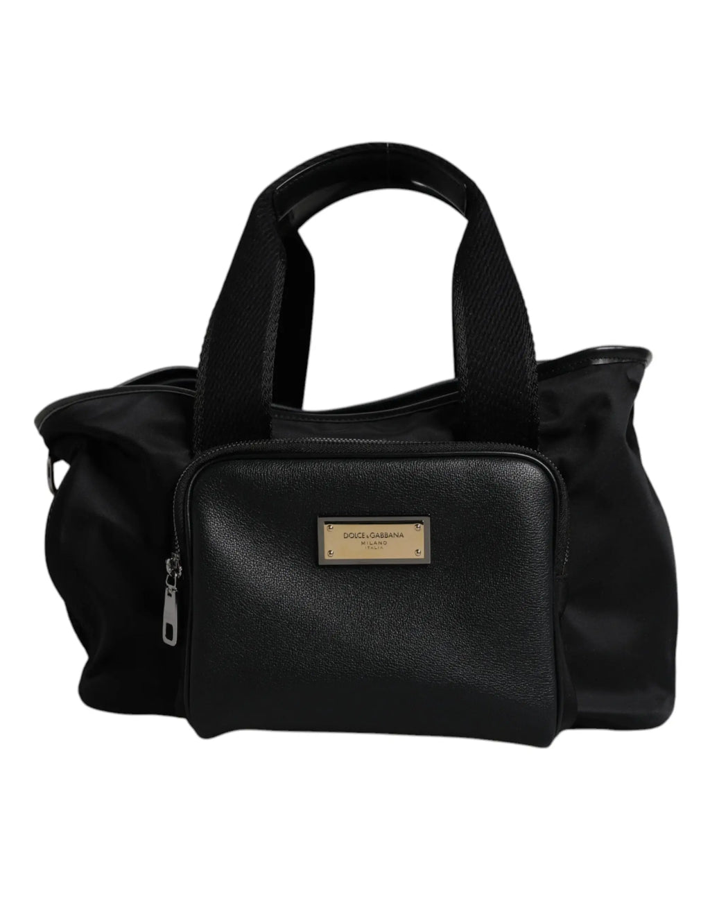 Sac dolce and gabbana noir avec panneau avant texturé et plaque métallique dorée pour porter à l’épaule