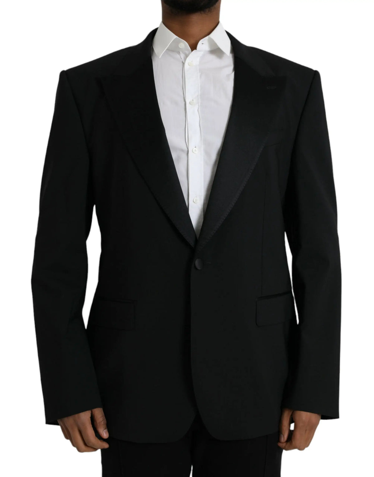 Dolce & Gabbana veste noire sicilia en maille unie avec col cranté et fermeture à un bouton