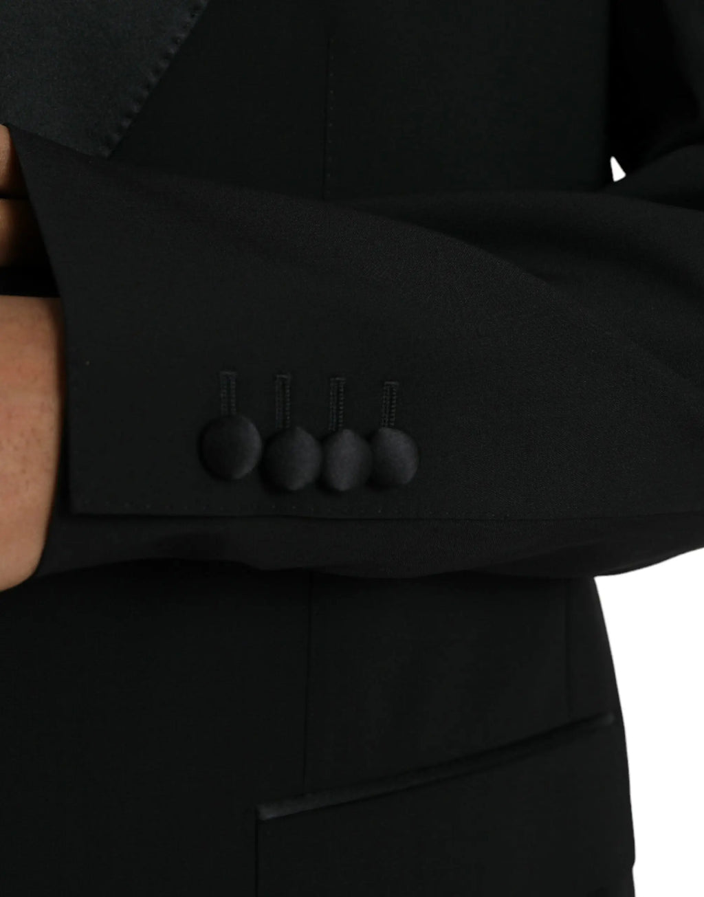 Veste noire dolce & gabbana sicilia en laine avec quatre boutonnières assorties sur la manche