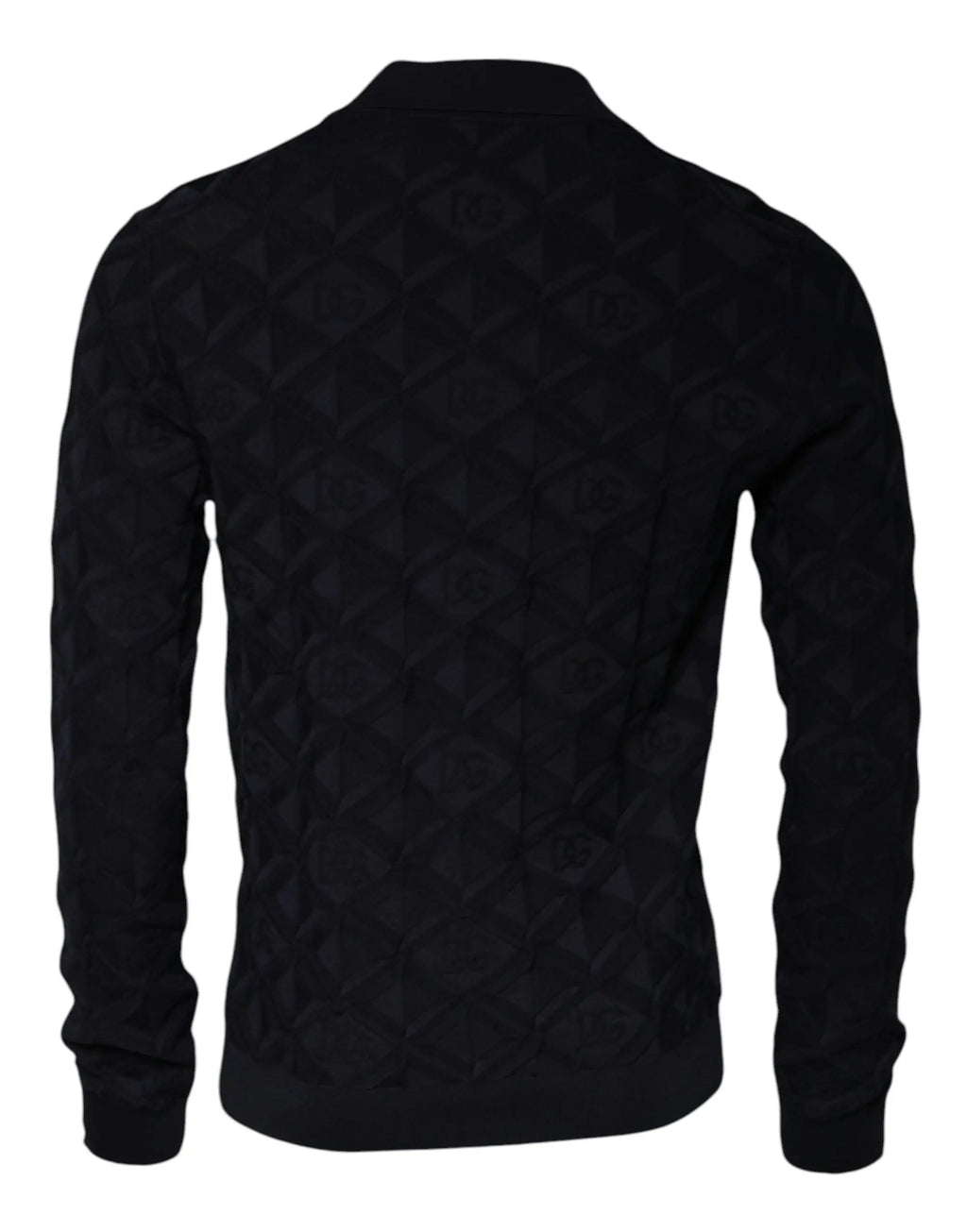 Dolce & gabbana cardigan homme en soie noir à col rond en maille texturée avec motif géométrique subtil