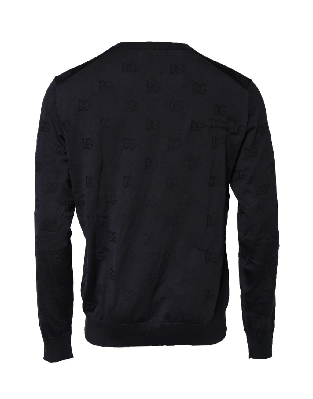 Sweatshirt dolce & gabbana noir en soie avec col rond en crew neck montrant le dos à motif logo subtil répété