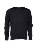 Sweatshirt noir dolce gabbana en soie avec motif logo en relief subtil sur le tissu col rond