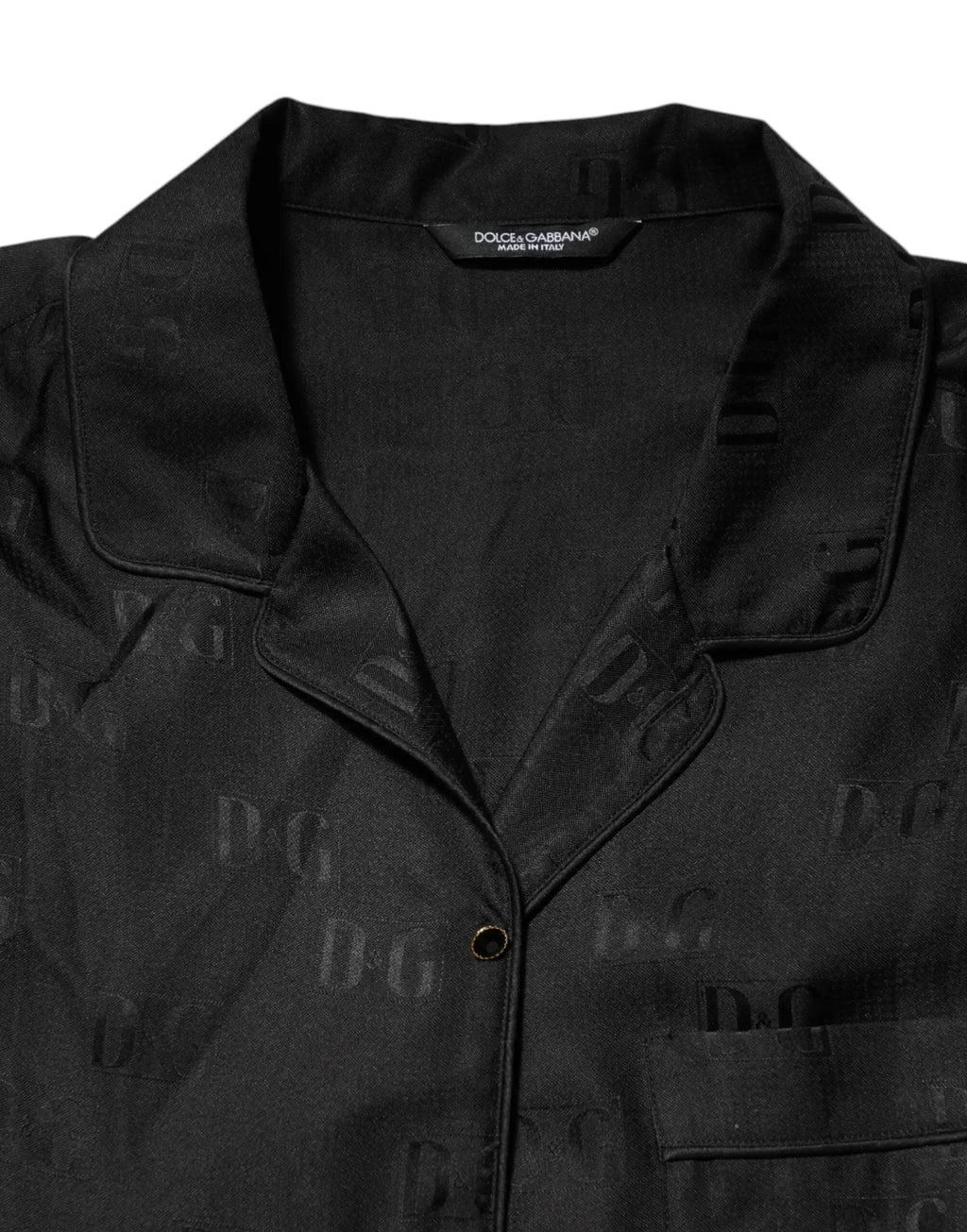Dolce & Gabbana haut de pyjama noir en soie avec motif monogramme dg subtil et finition satinée manches longues