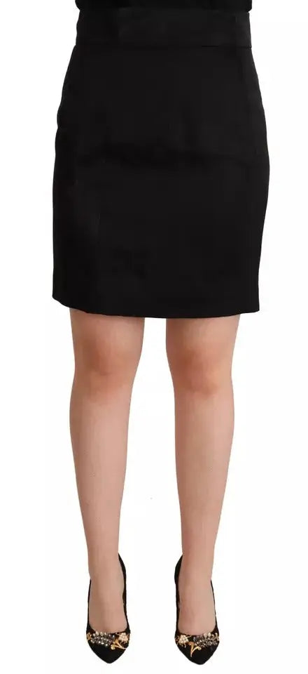 Jupe crayon mini noire en soie dolce & gabbana taille haute avec coupe ajustée élégante