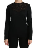 Blouse dolce & gabbana noire en soie avec manches longues et dentelle délicate sur la poitrine