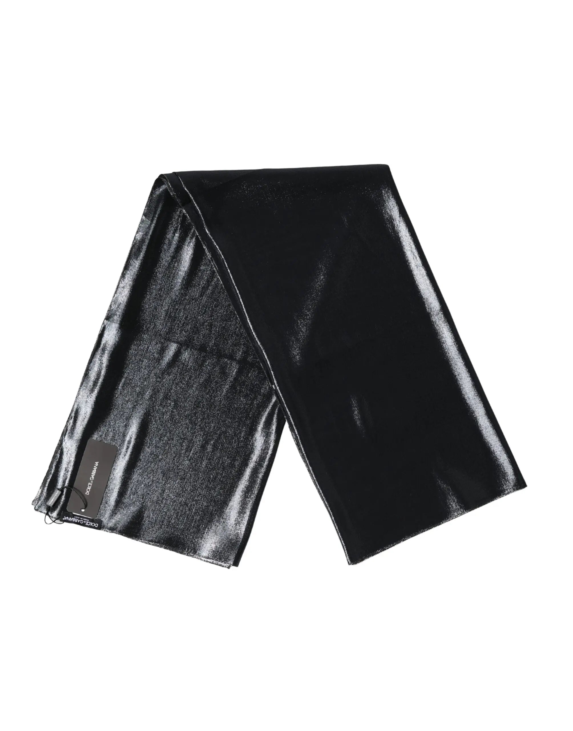 Foulard dolce & gabbana noir en soie lurex metallique avec finition brillante et texture subtile 119x117,5 cm