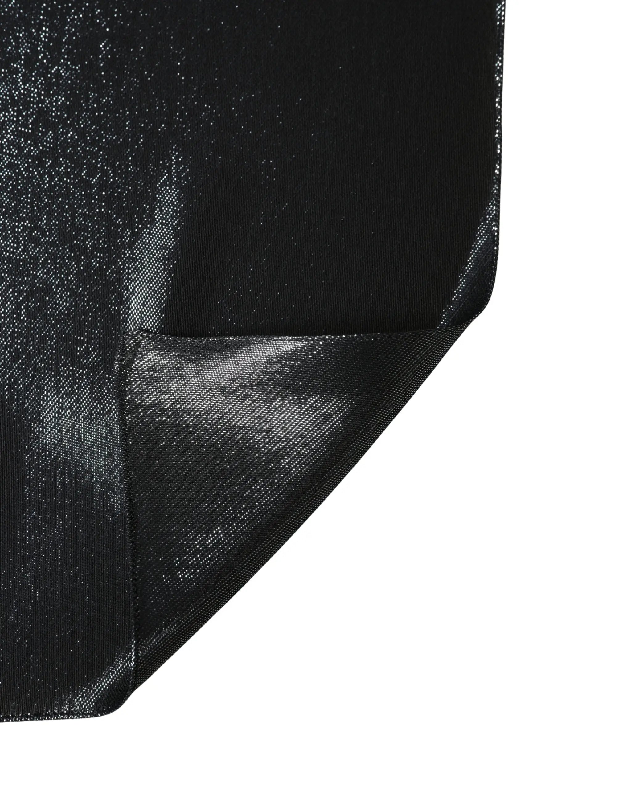 Dolce & gabbana foulard en soie lurex noir avec texture scintillante subtile et couture visible sur le bord