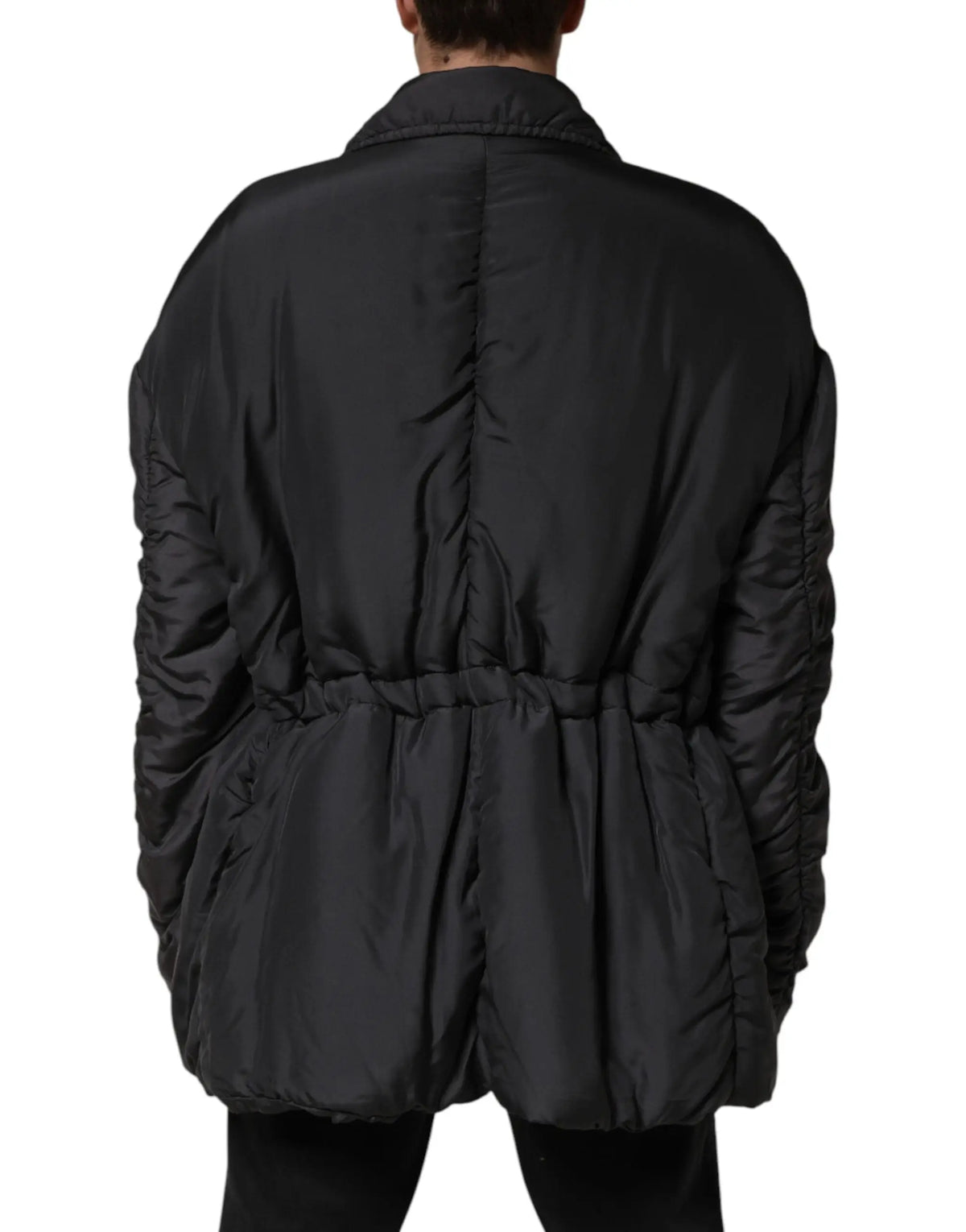 Dolce & gabbana parka homme noir en soie matelassée avec design matelassé et taille élastique