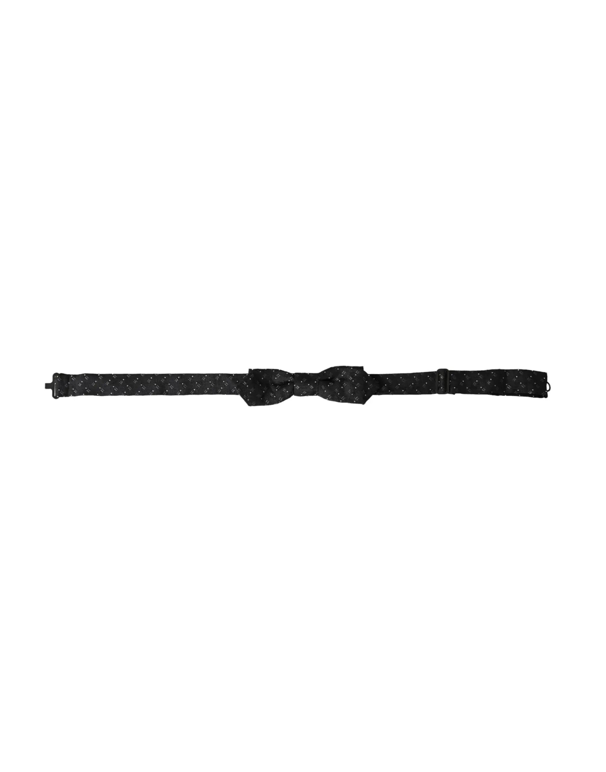Dolce & gabbana papillon homme noir en soie ajustable avec motif discret sur tissu satin