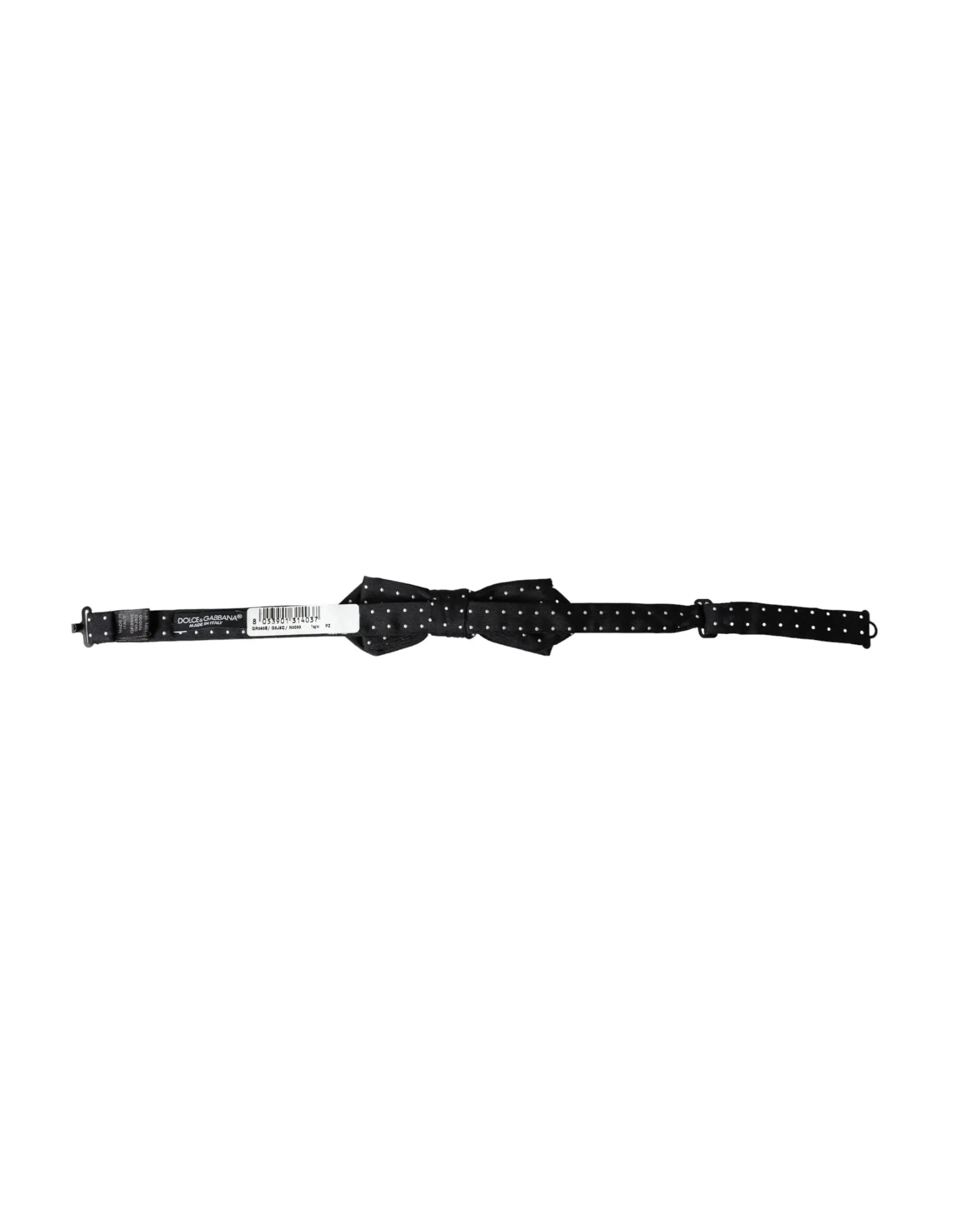 Dolce & Gabbana noeud papillon noir en soie à pois blancs avec design classique noué et sangle réglable pour homme
