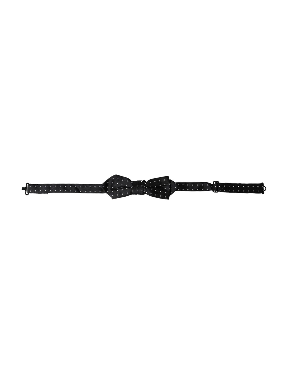 Dolce & gabbana black silk adjustable men papillon bow tie with subtle polka dot pattern