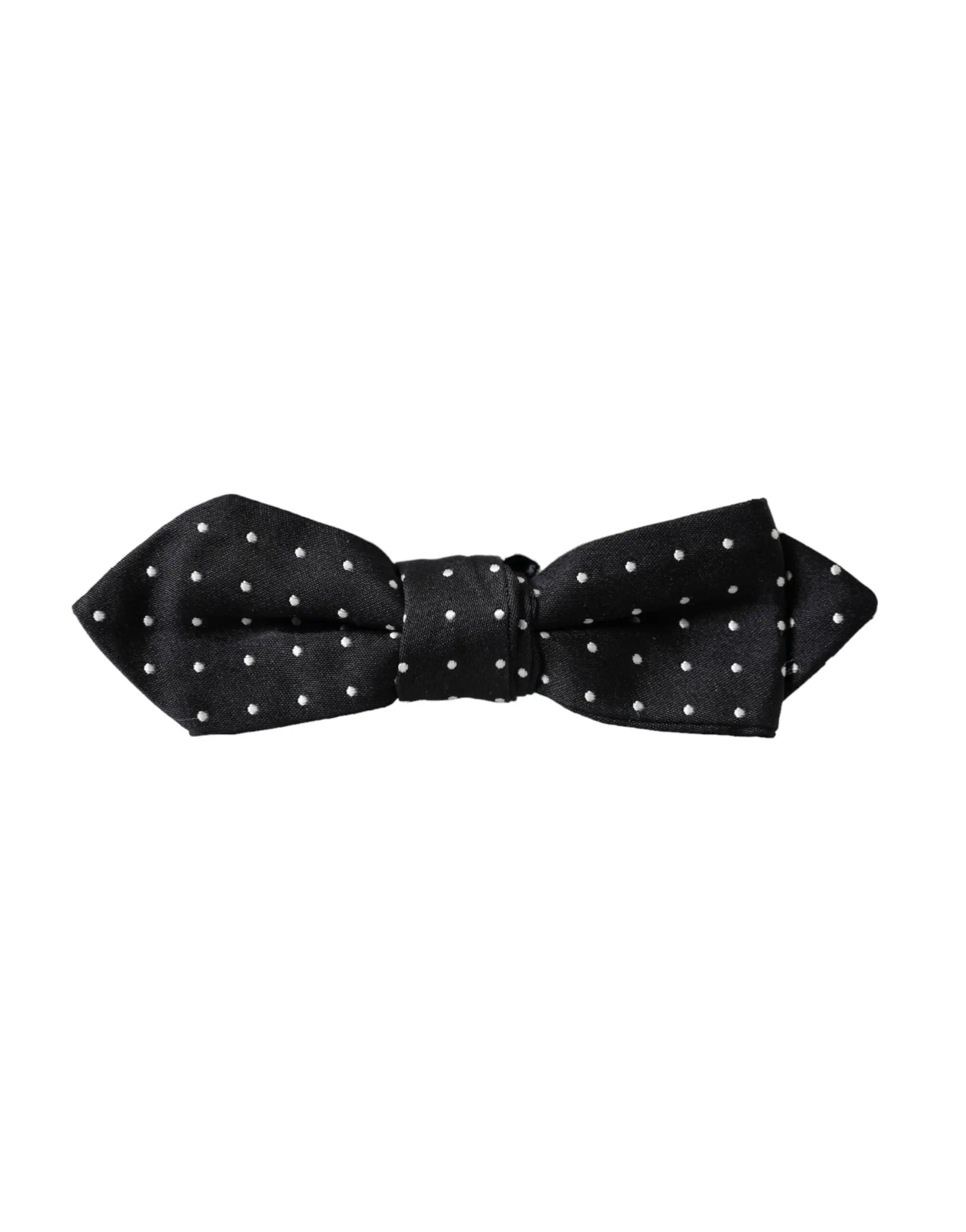 Dolce gabbana nœud papillon homme en soie noire à pois blancs en satin lisse réglable