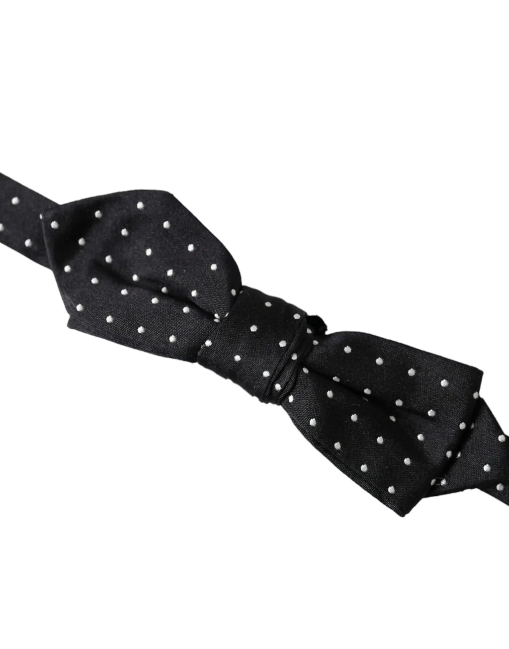 Dolce & gabbana noeud papillon noir en soie à pois blancs ajustable pour homme en tissu lisse