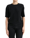 Top noir manches courtes en soie noir dolce & gabbana col rond coupe décontractée