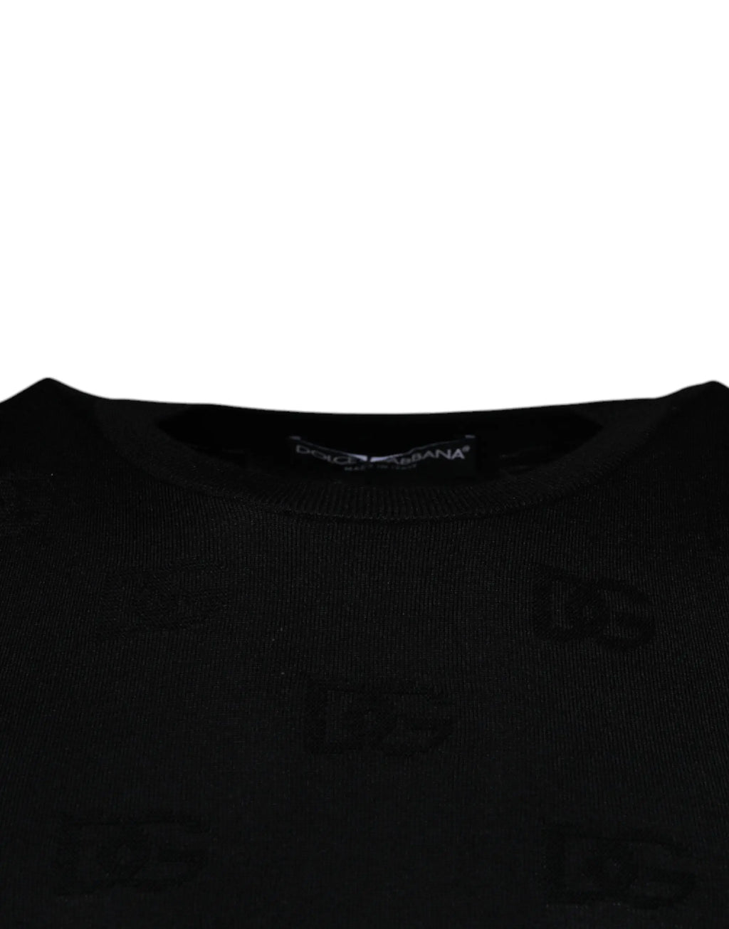 T-shirt sans manches dolce & gabbana noir en soie avec col rond et motif logo subtil répété