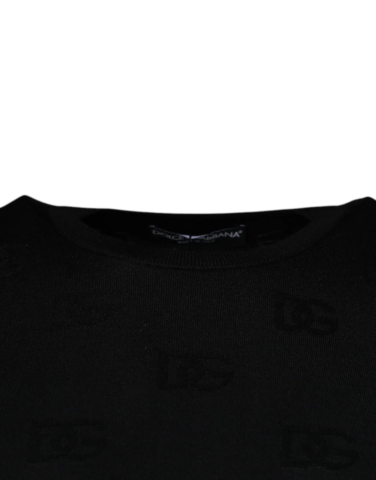T-shirt sans manches dolce & gabbana noir en soie avec col rond et motif logo subtil répété