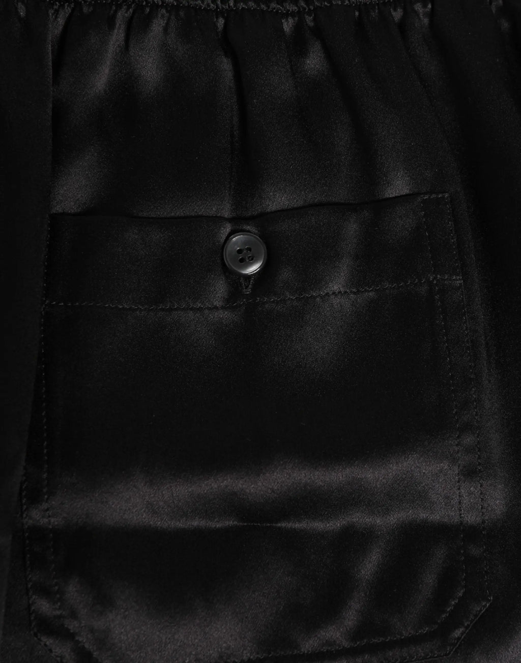 Poche en satin noir avec un léger éclat et bouton métallique foncé sur boxer short homme en satin dolce & gabbana