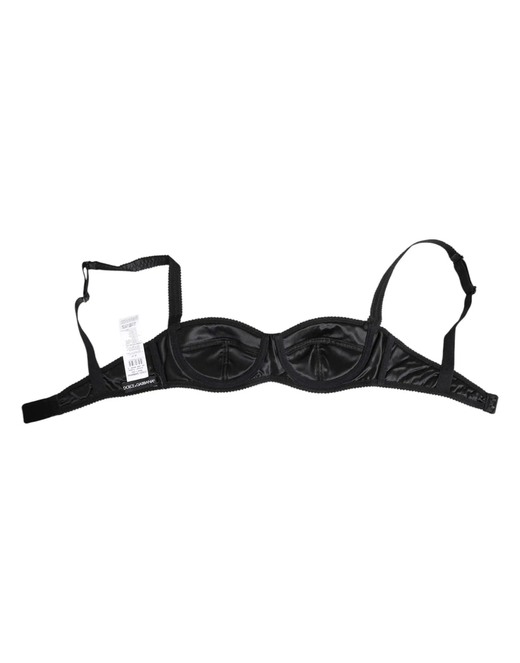 Soutien-gorge noir en satin de soie dolce gabbana sans armatures avec bretelles réglables et finition lisse