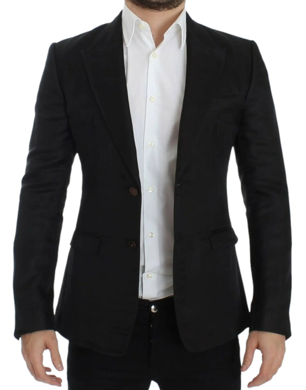 Dolce & Gabbana blazer slim en soie noire avec coupe moderne et texture subtile pour un look élégant
