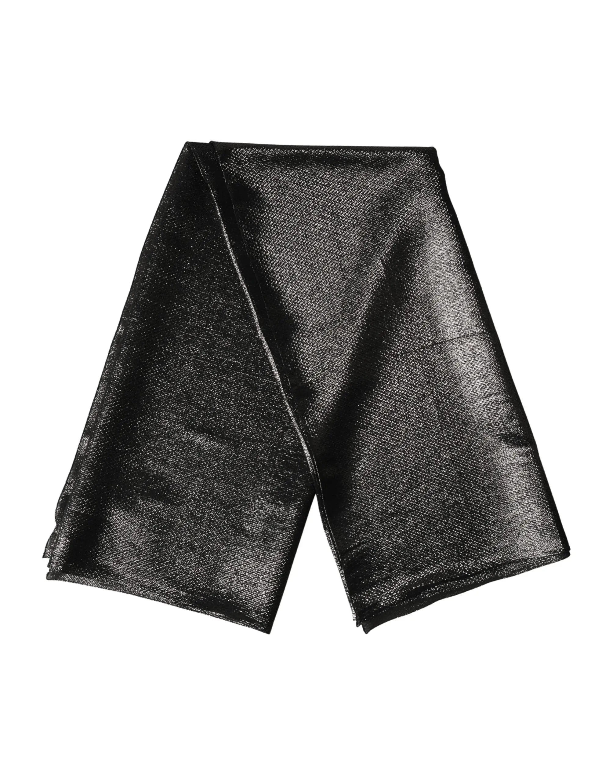 Écharpe foulard en maille métallique noire dolce & gabbana en soie carré 122cm x 120cm avec surface texturée scintillante