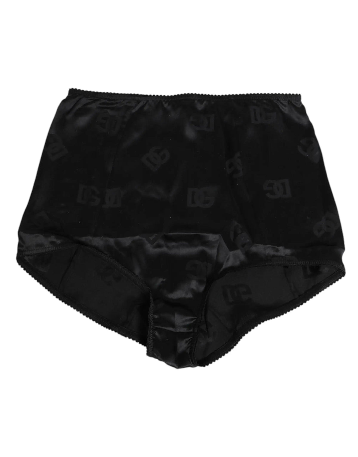 Culotte noire en satin avec motif ds subtil de dolce & gabbana en soie stretch taille haute