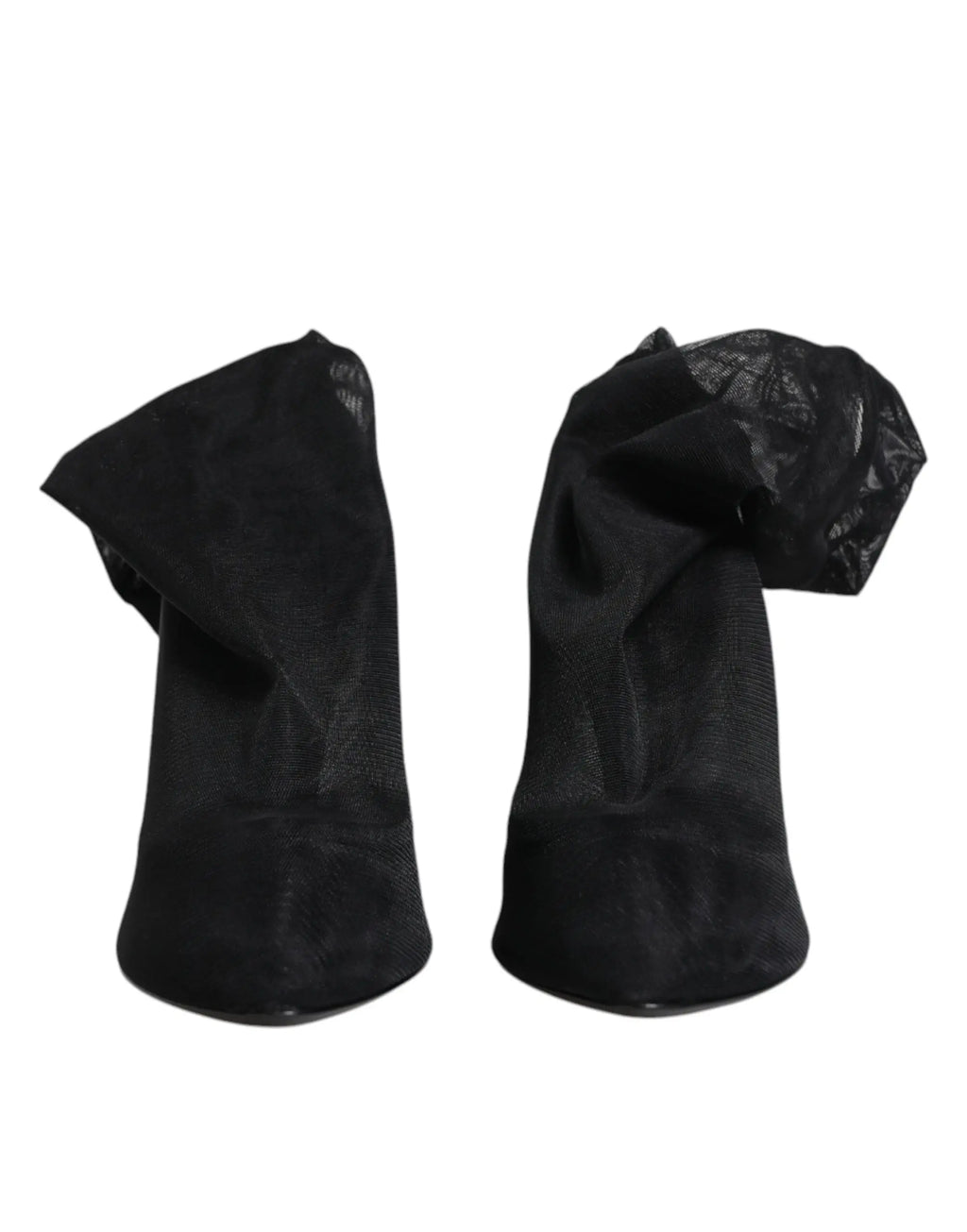 Dolce gabbana black silk stretch mesh sock boots featuring black mesh shoe covers
