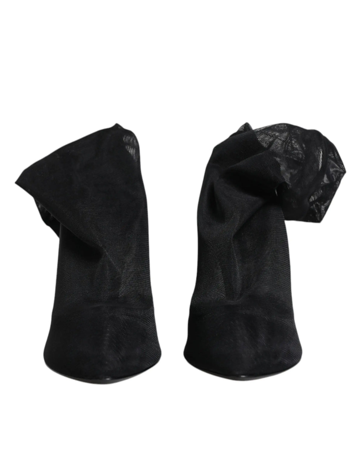 Dolce gabbana black silk stretch mesh sock boots featuring black mesh shoe covers