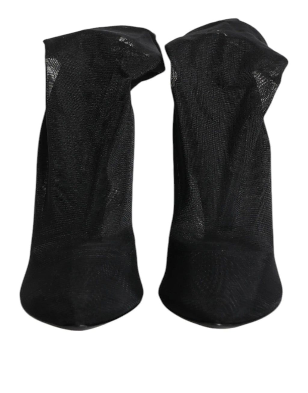 Dolce & gabbana bottines en soie noire avec tige en maille extensible effet chaussette vue de dos