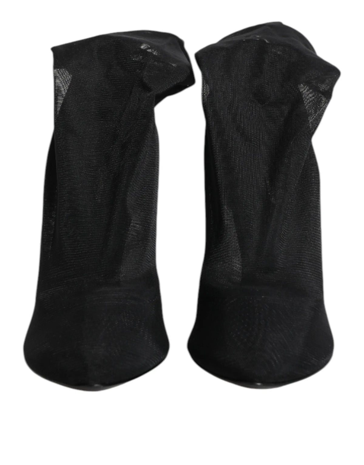 Dolce & gabbana bottines en soie noire avec tige en maille extensible effet chaussette vue de dos