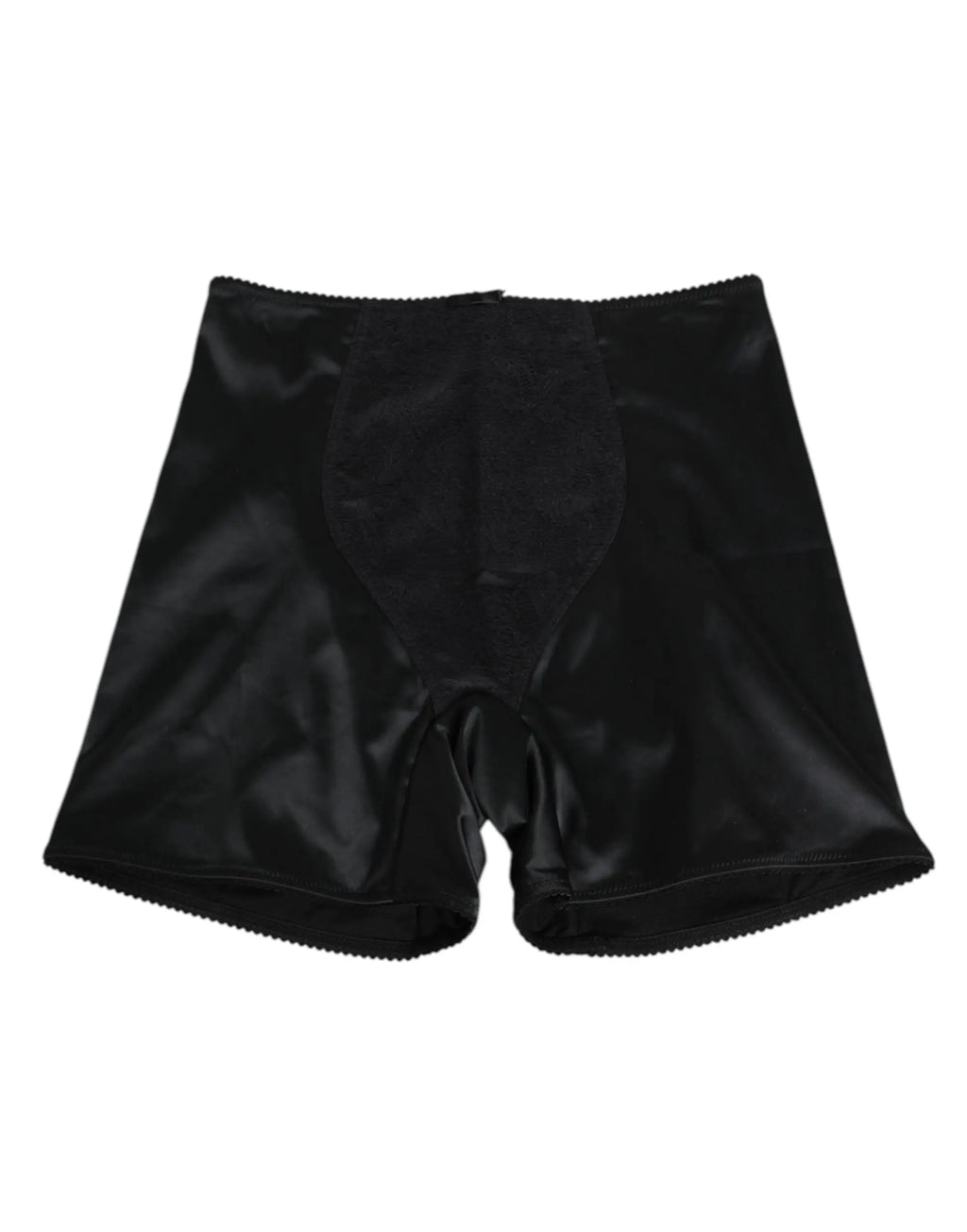 Slip cycliste femme dolce & gabbana en satin noir extensible avec finition lisse et ourlet festonné