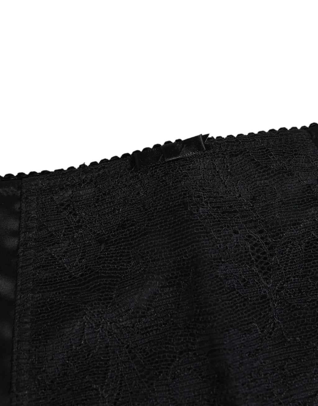 Dolce & gabbana slip femme noir en soie extensible avec corsage en dentelle noire bord festonné et doublure satinée