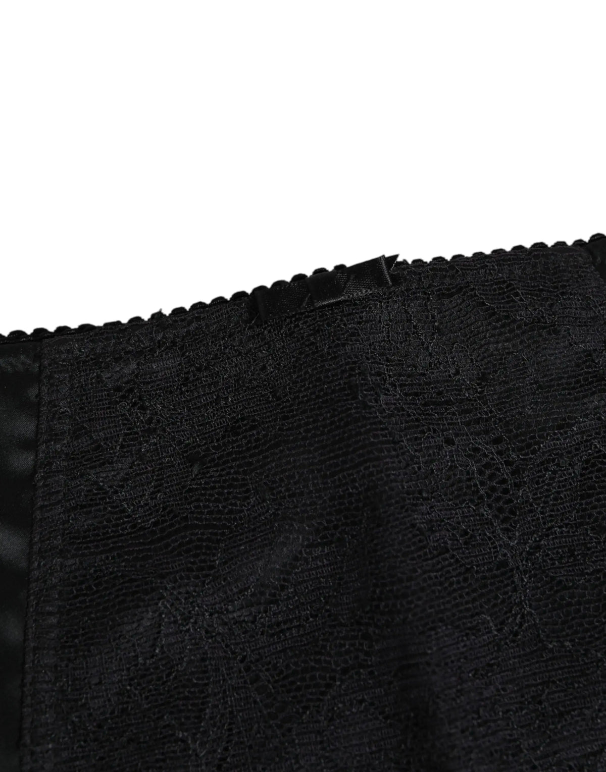 Dolce & gabbana slip femme noir en soie extensible avec corsage en dentelle noire bord festonné et doublure satinée