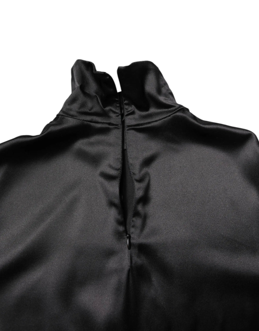 Dolce & gabbana pull homme col roulé en soie noire avec veste satinée noire à col montant et fermeture éclair centrale