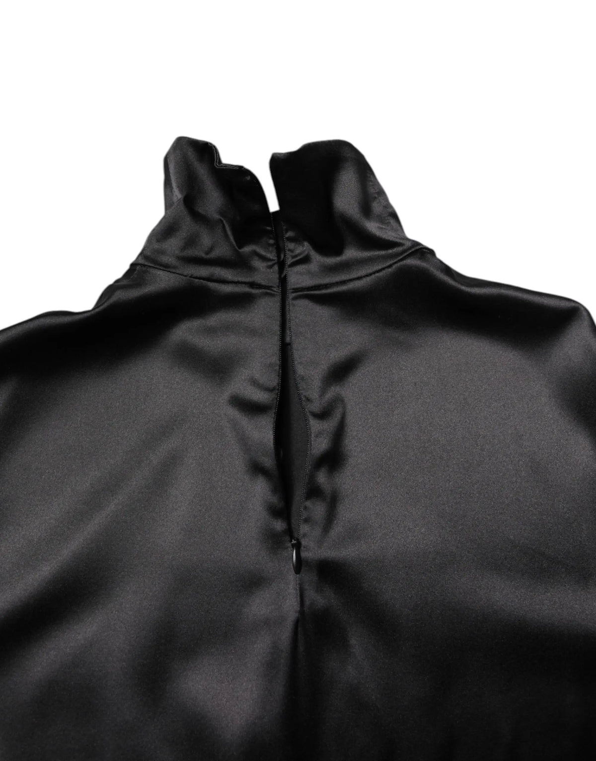 Dolce & gabbana pull homme col roulé en soie noire avec veste satinée noire à col montant et fermeture éclair centrale