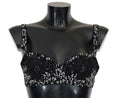 Soutien-gorge dolce & gabbana en soie noire avec dentelle blanche et broderies florales délicates sur les bretelles