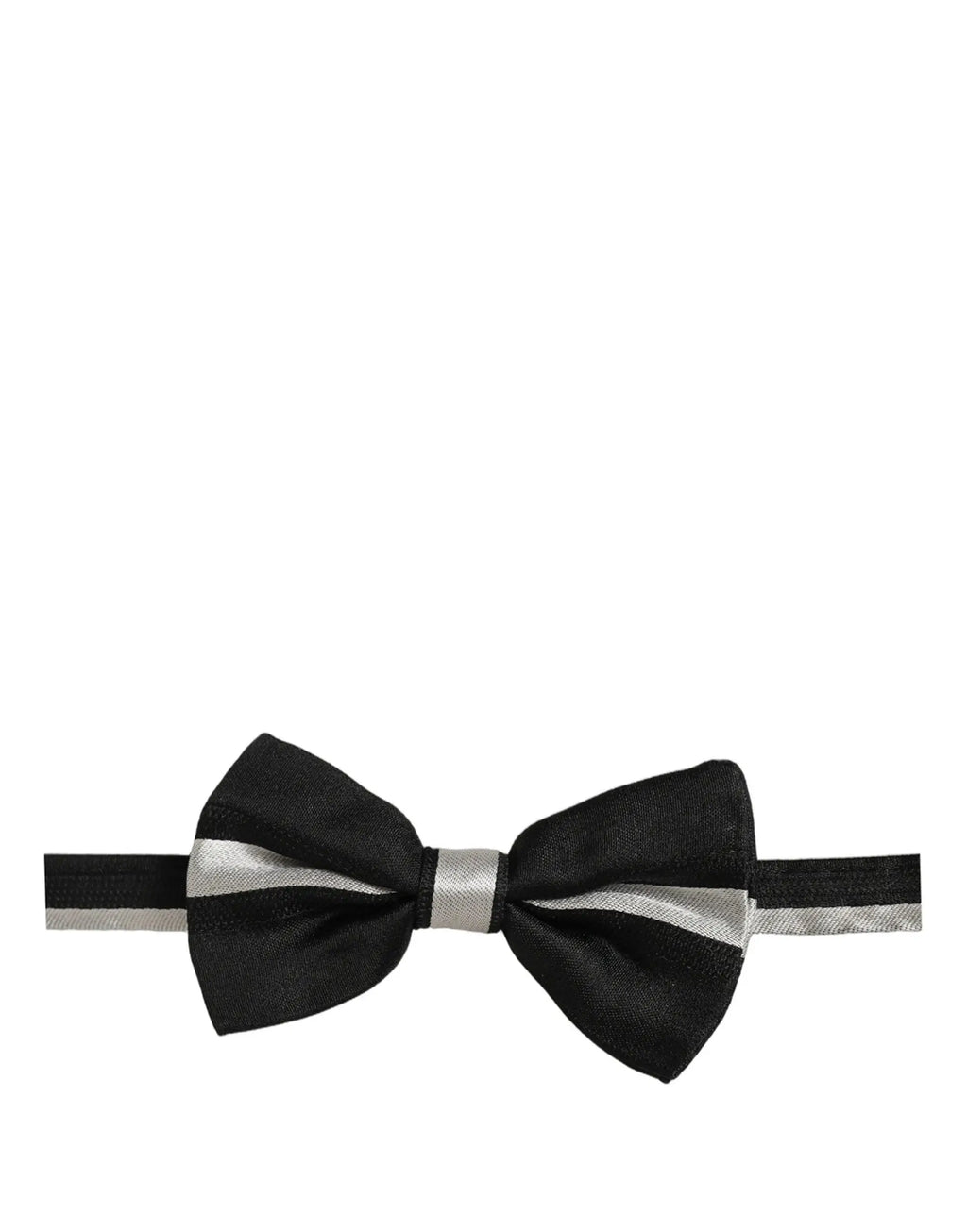 Noeud papillon dolce & gabbana noir avec rayures argentées en soie 100% ajustable pour cou