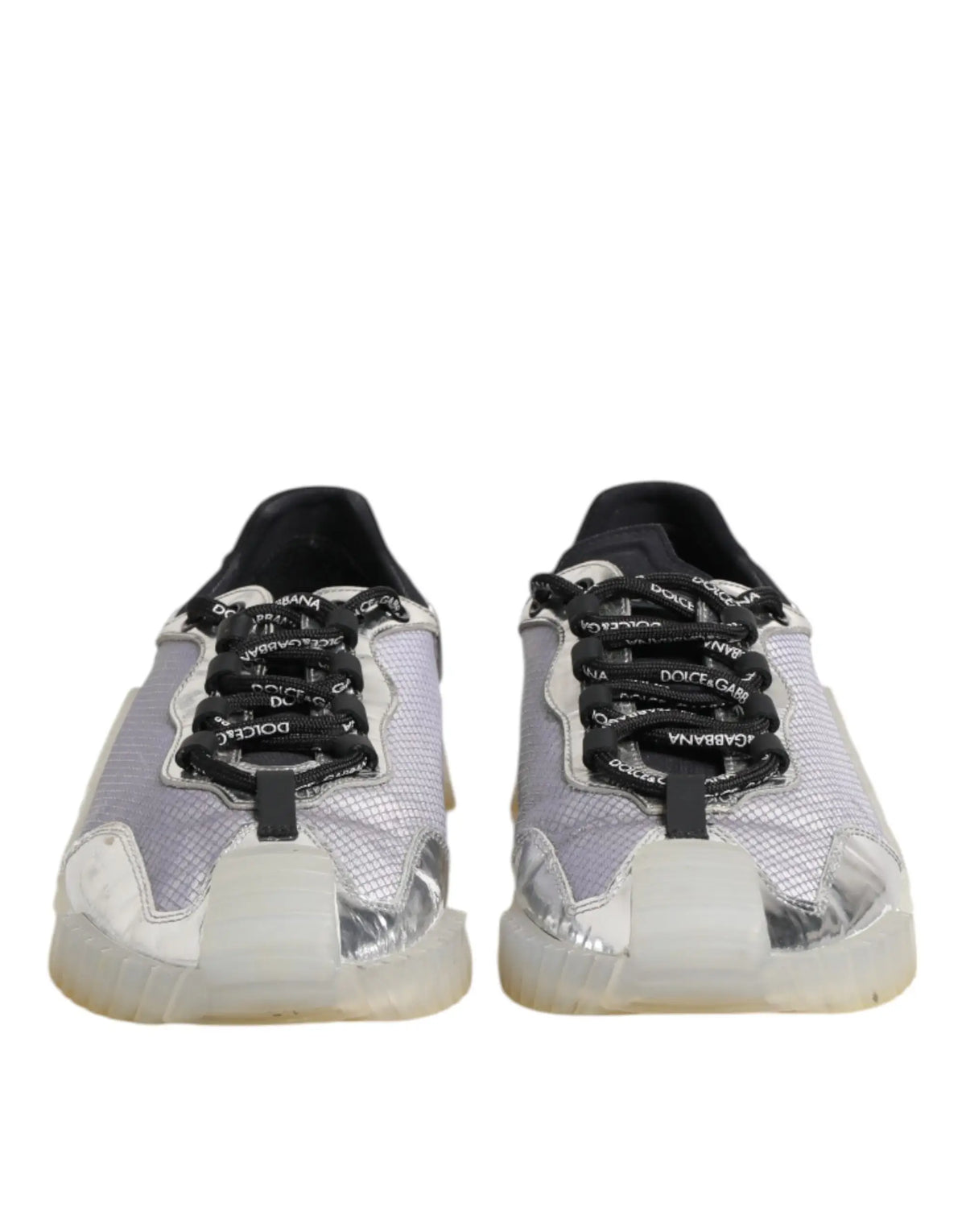 Baskets basses homme dolce & gabbana ns1 noires et argent avec empeignes en mesh et accents métalliques
