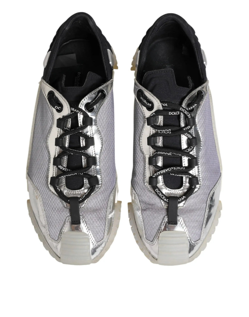 Baskets basses dolce gabbana ns1 homme noires et argent avec tiges en mesh détails métalliques et lacets brandés