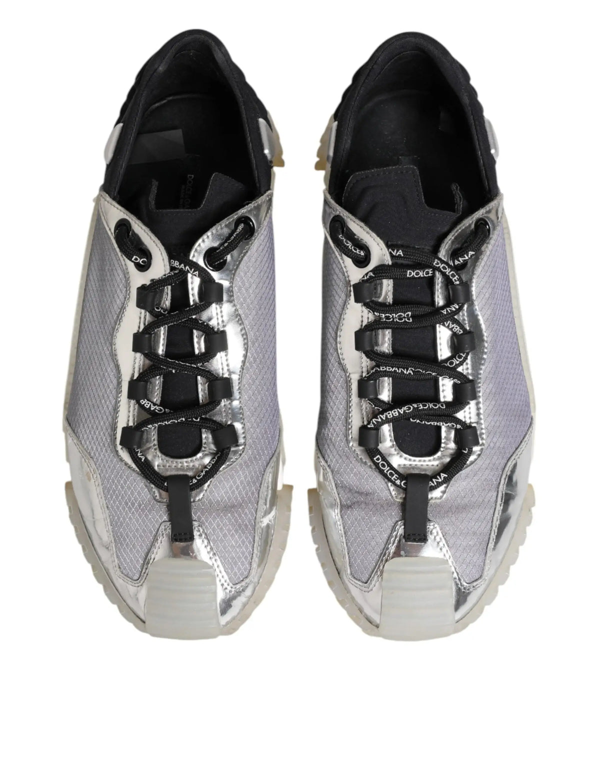 Baskets basses dolce gabbana ns1 homme noires et argent avec tiges en mesh détails métalliques et lacets brandés