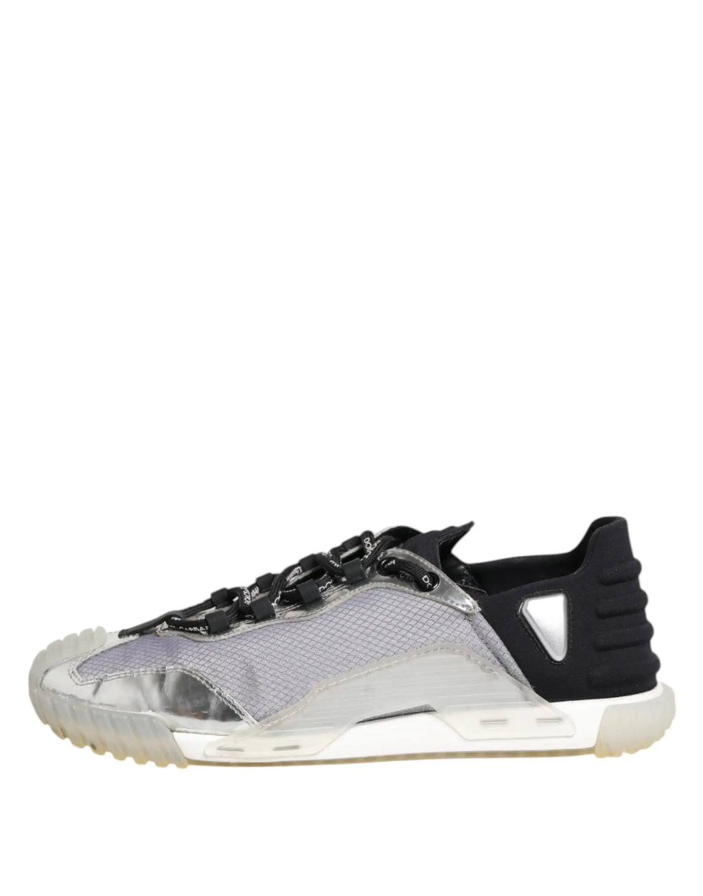 Baskets basses dolce et gabbana ns1 pour homme en mesh noir et argent avec semelle translucide et semelle extérieure en caoutchouc texturé