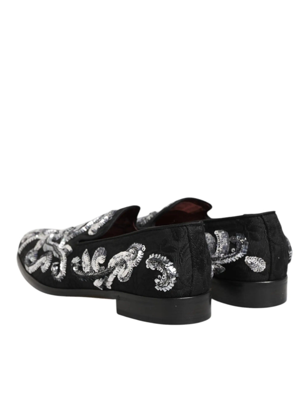 Mocassins dolce & gabbana noir avec broderie argentée en sequins pour homme chaussures habillées
