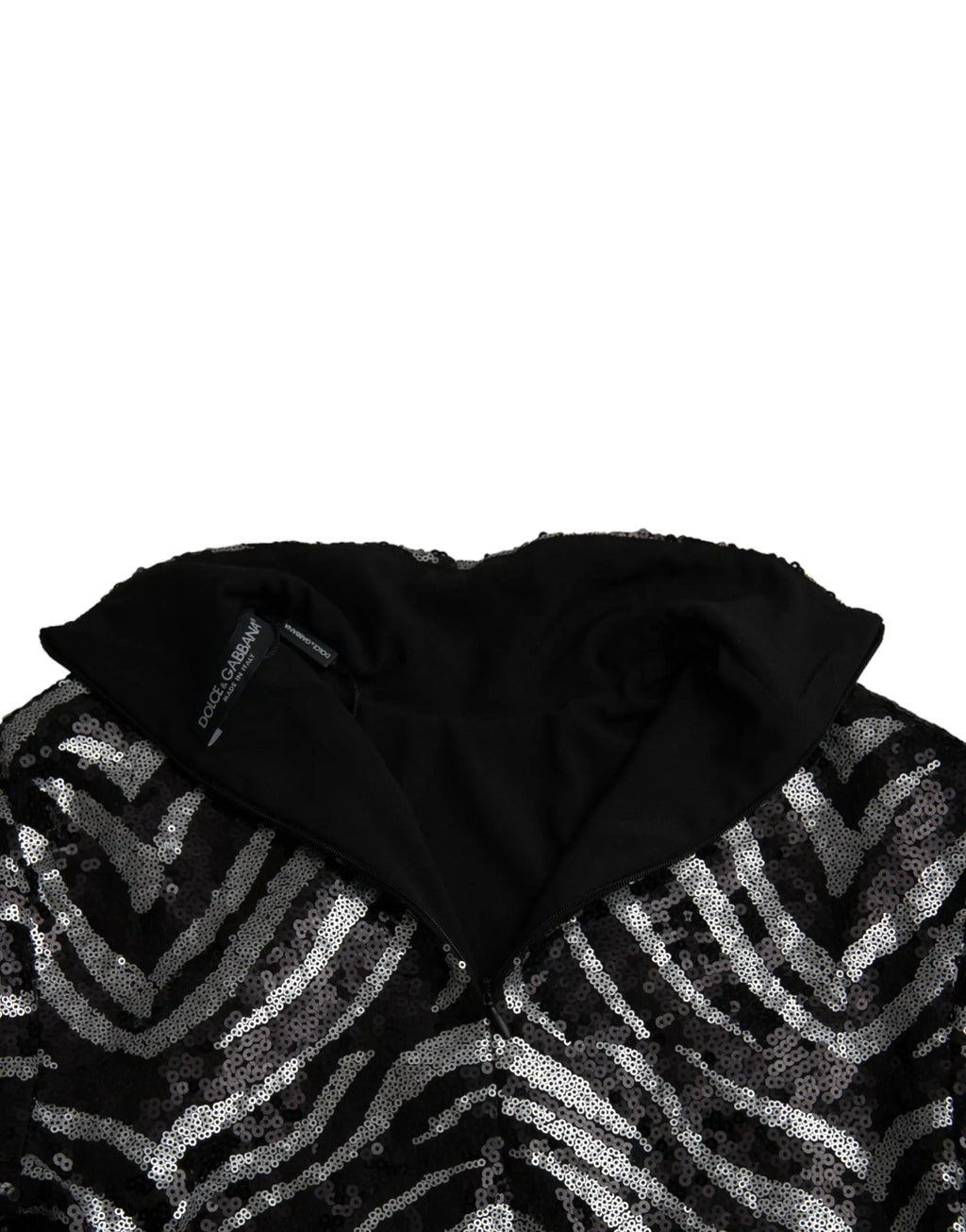 Dolce & gabbana sweat noir en polyester avec motif zèbre argenté en sequins sur le devant
